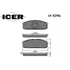 180396 ICER Комплект тормозных колодок, дисковый тормоз