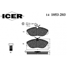 141053-203 ICER Комплект тормозных колодок, дисковый тормоз