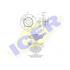 31119-3300 ICER Комплект тормозов, дисковый тормозной механизм