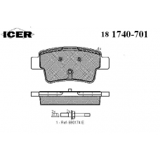 181740-701 ICER Комплект тормозных колодок, дисковый тормоз