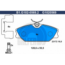 B1.G102-0569.2 GALFER Комплект тормозных колодок, дисковый тормоз