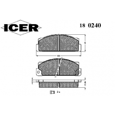 180240 ICER Комплект тормозных колодок, дисковый тормоз