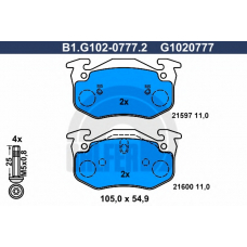 B1.G102-0777.2 GALFER Комплект тормозных колодок, дисковый тормоз