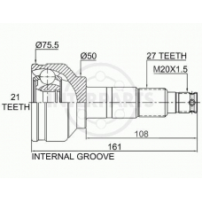 OJ-0961 InterParts Шарнирный комплект, приводной вал