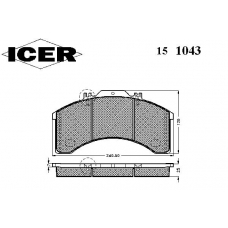 151043 ICER Комплект тормозных колодок, дисковый тормоз