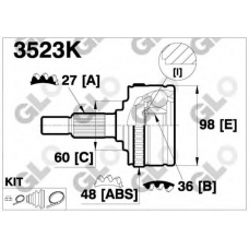 3523K GLO Шарнирный комплект, приводной вал