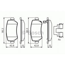 0 986 494 654 BOSCH Комплект тормозных колодок, дисковый тормоз