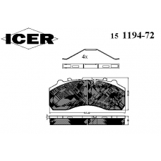 151194-072 ICER Комплект тормозных колодок, дисковый тормоз