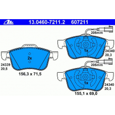 13.0460-7211.2 ATE Комплект тормозных колодок, дисковый тормоз