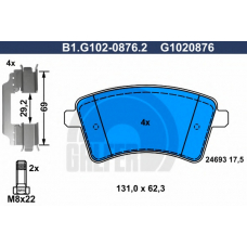 B1.G102-0876.2 GALFER Комплект тормозных колодок, дисковый тормоз