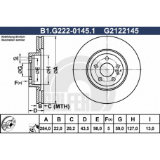 B1.G222-0145.1 GALFER Тормозной диск