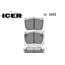 161032 ICER Комплект тормозных колодок, дисковый тормоз