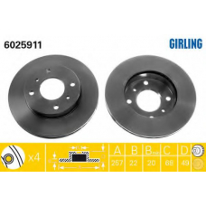 6025911 GIRLING Тормозной диск
