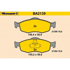 BA2139 BARUM Комплект тормозных колодок, дисковый тормоз