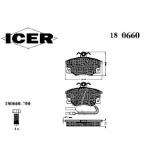 180660 ICER Комплект тормозных колодок, дисковый тормоз