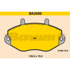 BA2080 BARUM Комплект тормозных колодок, дисковый тормоз