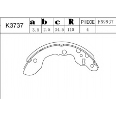K3737 ASIMCO Комплект тормозных колодок