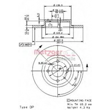 14139 E METZGER Тормозной диск