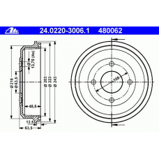24.0220-3006.1 ATE Тормозной барабан