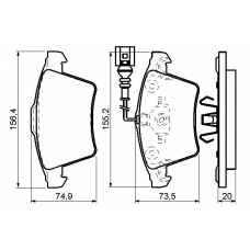 0 986 494 164 BOSCH Комплект тормозных колодок, дисковый тормоз