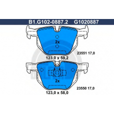 B1.G102-0887.2 GALFER Комплект тормозных колодок, дисковый тормоз
