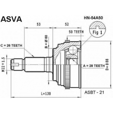 HN-54A50 ASVA Шарнирный комплект, приводной вал