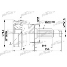 PCV1039 PATRON Шарнирный комплект, приводной вал