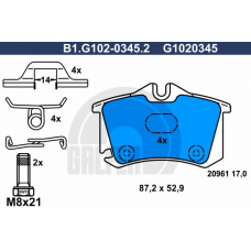 B1.G102-0345.2 GALFER Комплект тормозных колодок, дисковый тормоз
