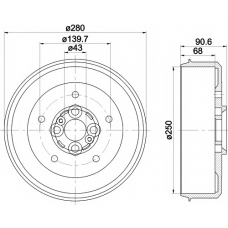 8DT 355 300-881 HELLA PAGID Тормозной барабан