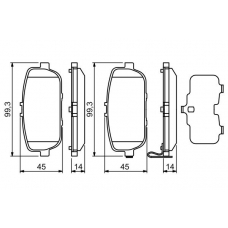 0 986 494 190 BOSCH Комплект тормозных колодок, дисковый тормоз