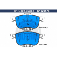 B1.G102-0578.2 GALFER Комплект тормозных колодок, дисковый тормоз