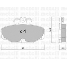 22-0095-2 METELLI Комплект тормозных колодок, дисковый тормоз