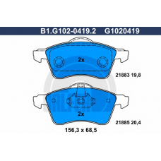 B1.G102-0419.2 GALFER Комплект тормозных колодок, дисковый тормоз