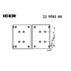 21 9581 00 ICER Комплект тормозных башмаков, барабанные тормоза