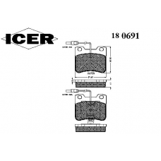 180691 ICER Комплект тормозных колодок, дисковый тормоз