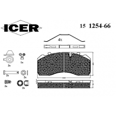 151254-066 ICER Комплект тормозных колодок, дисковый тормоз