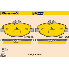 BA2221 BARUM Комплект тормозных колодок, дисковый тормоз