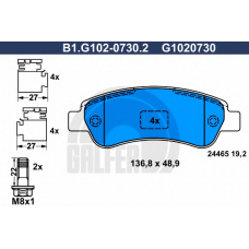 B1.G102-0730.2 GALFER Комплект тормозных колодок, дисковый тормоз