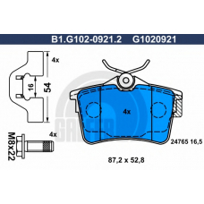 B1.G102-0921.2 GALFER Комплект тормозных колодок, дисковый тормоз