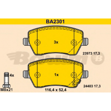 BA2301 BARUM Комплект тормозных колодок, дисковый тормоз