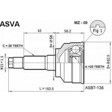 MZ-05 ASVA Шарнирный комплект, приводной вал