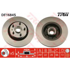 DF1684S TRW Тормозной диск