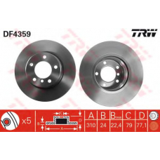 DF4359 TRW Тормозной диск