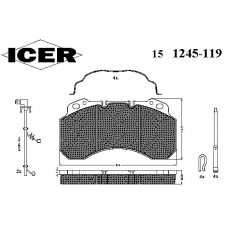 151245-119 ICER Комплект тормозных колодок, дисковый тормоз