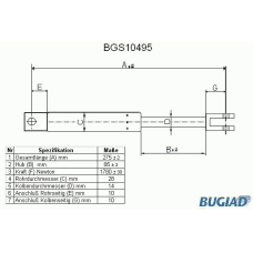 BGS10495 BUGIAD Газовая пружина, крышка багажник