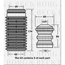 BPK7014 BORG & BECK Пылезащитный комплект, амортизатор