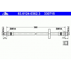 83.6124-0362.3 ATE Тормозной шланг