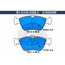 B1.G102-0398.2 GALFER Комплект тормозных колодок, дисковый тормоз