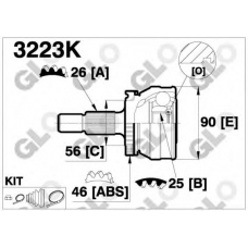 3223K GLO Шарнирный комплект, приводной вал