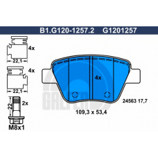 B1.G120-1257.2 GALFER Комплект тормозных колодок, дисковый тормоз